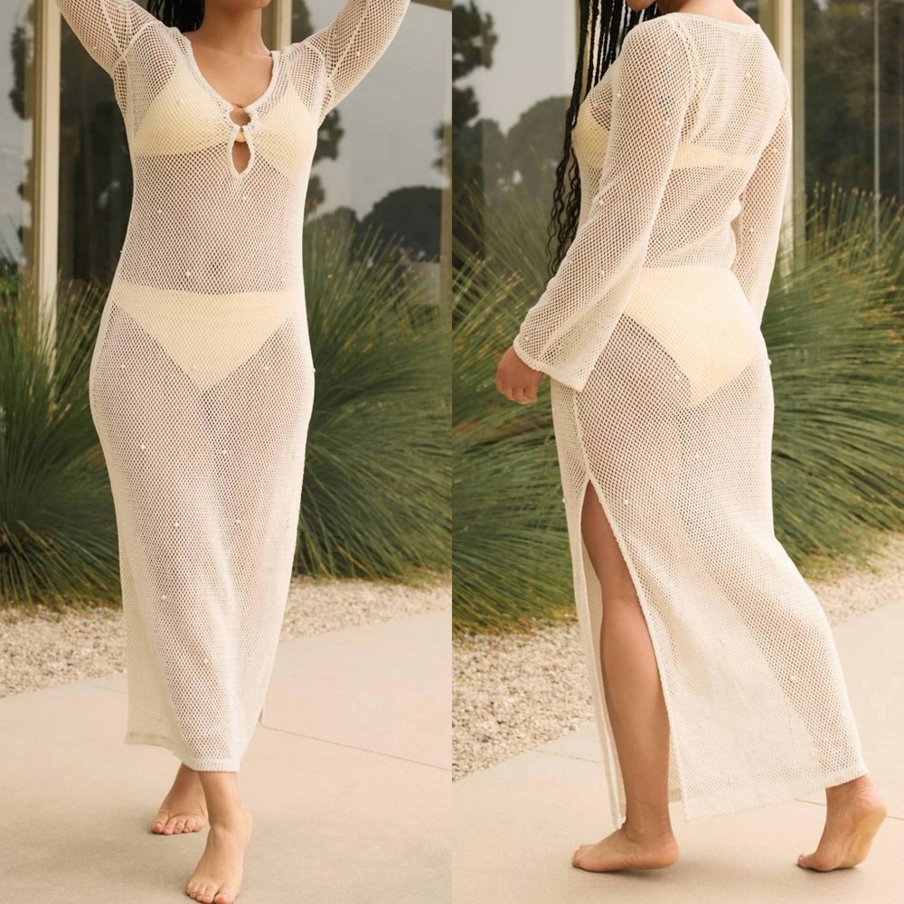 LSPACE x Anthropologie Venus‎ Pearl Crochet Midi Dress